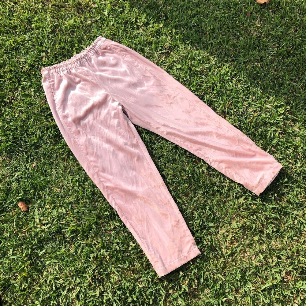 NWOT Xirena pink glitter metallic velvet elastic waist pants